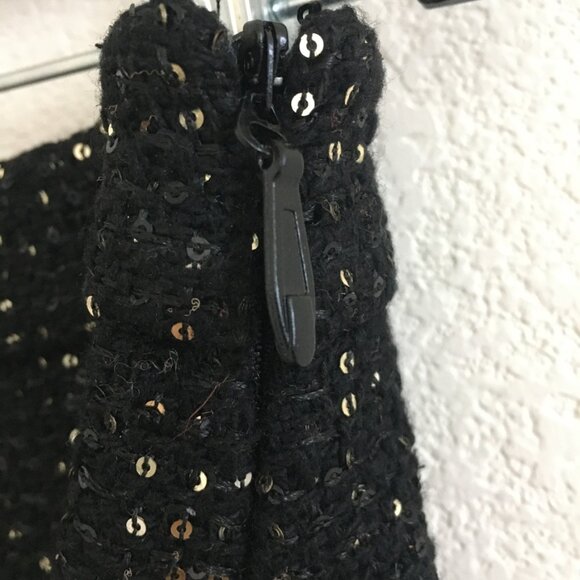 J. ING NWT Shimmer Tweed Party Mini Skirt Black Gold-Sequin Size Large - Picture 8 of 13